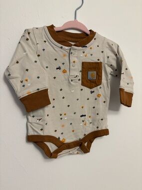 Carhartt Beige One-Piece with Brown Trim and Pocket